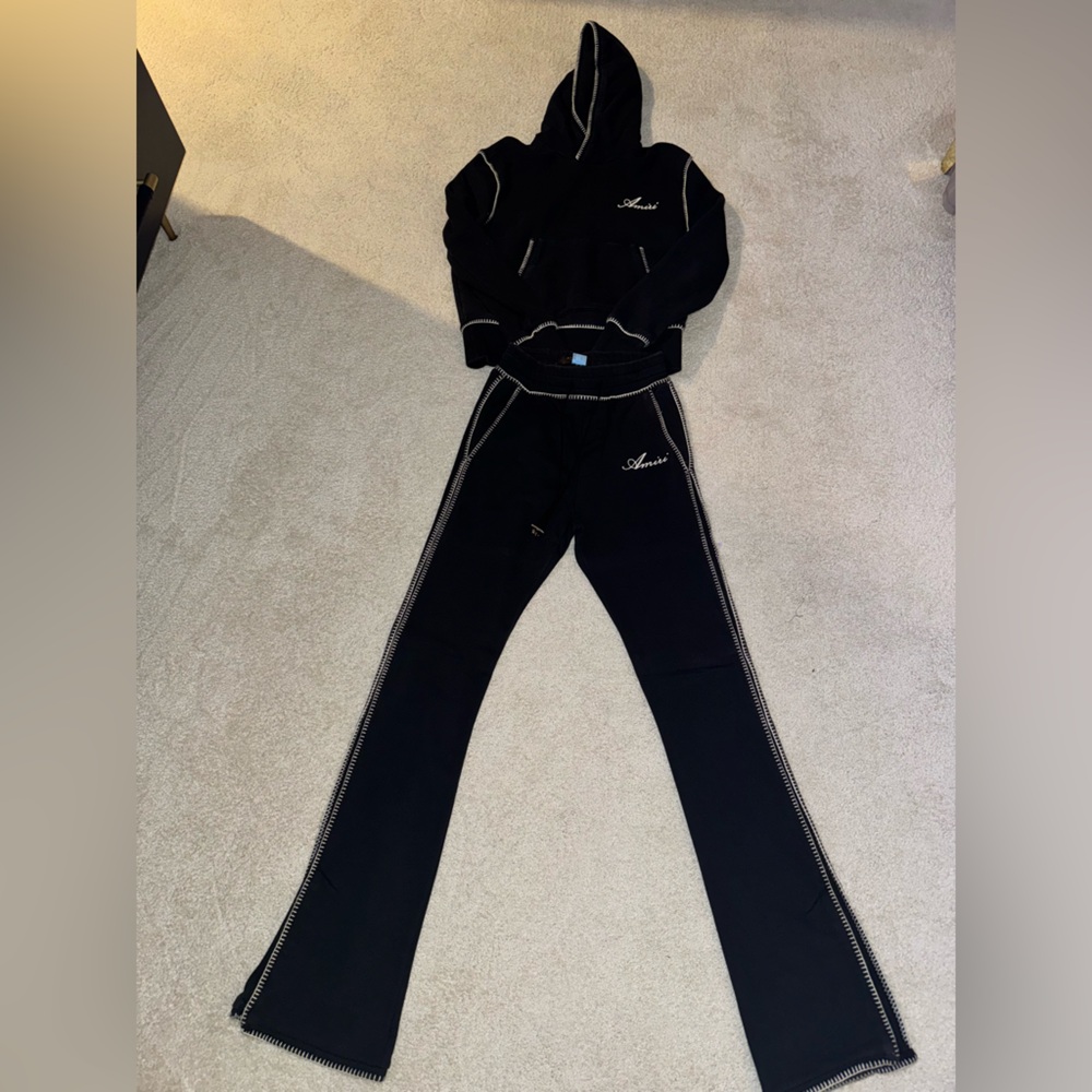 AMIRI Black Tracksuit with White Accents